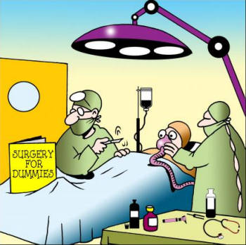 Surgery for dummies cartoon.